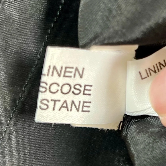 PADDY CAMPBELL Linen Blend Black Vintage V Neck Slit in Back Dress Size 12 - Picture 8 of 11